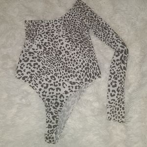 Olivaceous One Shoulder Leopard Print Bodysuit